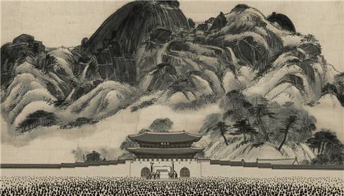 인왕제색도에 그려 넣은 BTS 공연 [연합뉴스DB] 생성형 AI로 제작한 콘텐츠임 2026.3.20