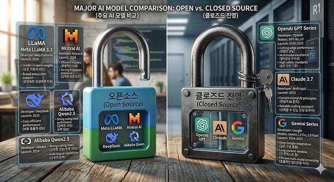 개발 코드(Code)의 공개와 비공개로 양분된 AI 진영.