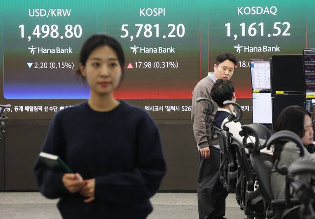 지난 20일 서울 중구 하나은행 본점 딜링룸 전광판에 원·달러 환율, 코스피, 코스닥 지수가 표시돼 있다. /연합뉴스