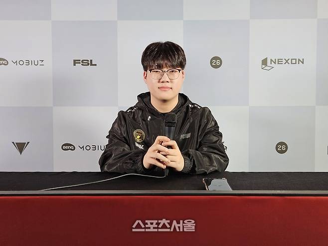 BNK 피어엑스 ‘노이즈’ 노영진이 22일 서울 잠실DN콜로세움에서 열린 2026 FSL 스프링 결승전 승리 후 취재진 인터뷰에서 임하고 있다. 잠실 | 강윤식 기자 skywalker@sportsseoul.com