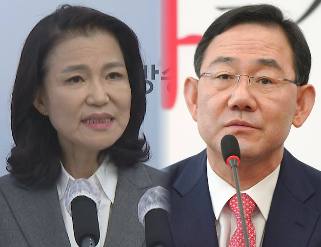 대구시장에 출마했다 '컷오프' 된 이진숙(왼쪽) 前 방송통신위원장과 주호영 국회부의장