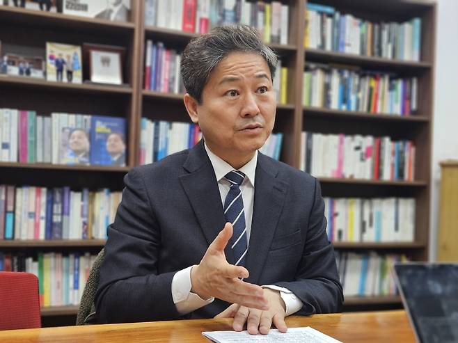 김영배 더불어민주당 서울시장 예비후보가 지난 18일 국회 의원회관에서 매경AX와 인터뷰하고 있다. [한수진 기자]