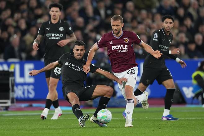 EPL 맨체스터 시티가 3월 14일 웨스트햄 유나이티드전에서 1-1 무승부를 기록했다. 뉴시스