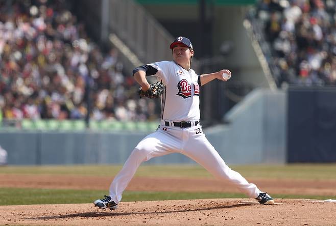 지난 21일 KIA 타이거즈와 홈 경기에 선발 등판한 두산 베어스 최승용 [두산 베어스 제공. 재판매 및 DB 금지]