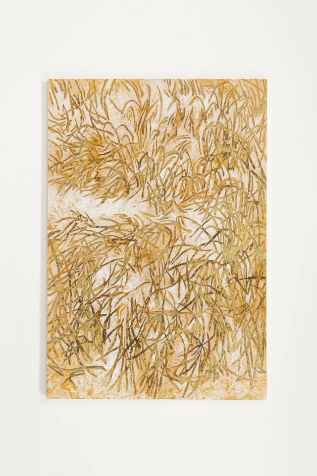 조현수, 다시 일어나는 땅 2, 2025, 닥종이 위에 동박, 116.8×80.3cm.