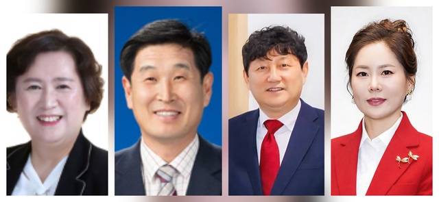 광역의원 구미8선거구(양포동) 출마예상자. 왼쪽으로부터 더불어민주당 이지연 구미시의원, 국민의힘 김영길 구미시의원, 국민의힘 백순창·임명해 예비후보.