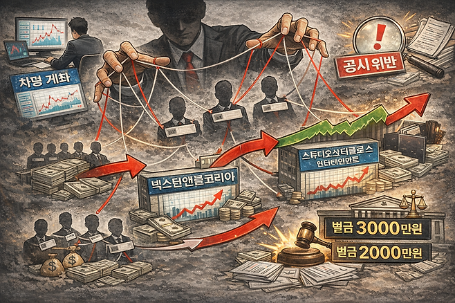 ▲차명 계좌를 통한 주식 보유·거래와 계열사 연계 구조를 시각화한 이미지. [사진=챗GPT]