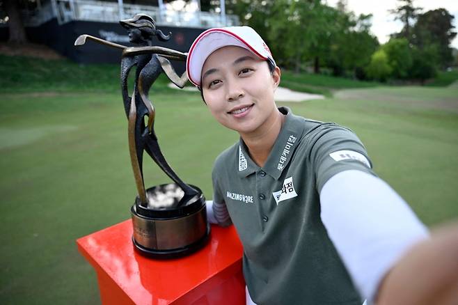 김효주가 23일(한국시간) 열린 LPGA 투어 파운더스컵 최종 4라운드에서 2위 넬리 코르다를 1타 차로 따돌리고 우승을 차지했다. 사진 | AFP=연합뉴스