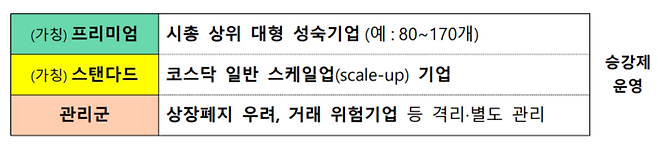 코스닥 시장을 승강형 세그먼트로 나누어 역동성과 경쟁력 제고