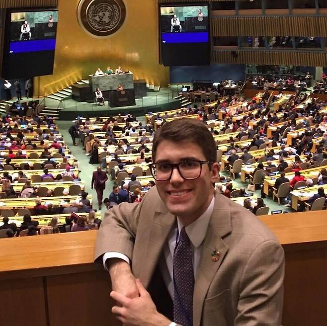 맥길대 학생 시절인 2019년 3월22일 뉴욕 유엔본부에서 찍은 사진. 맥길대 학생 대표단을 이끌고 제63차 여성지위위원회(CSW63)에 참석했을 때다. 본인 제공