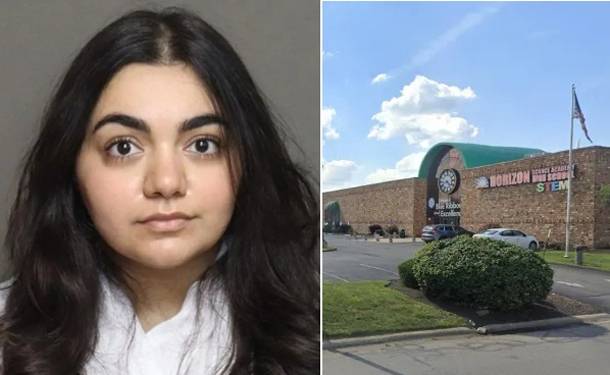 자멜라 다부비(28)가 학생 관련 사건으로 유죄를 인정했다. 오른쪽은 다부비가 근무했던 미국 오하이오주 콜럼버스의 호라이즌 사이언스 아카데미 전경. 프랭클린카운티 교정당국·구글맵 캡처