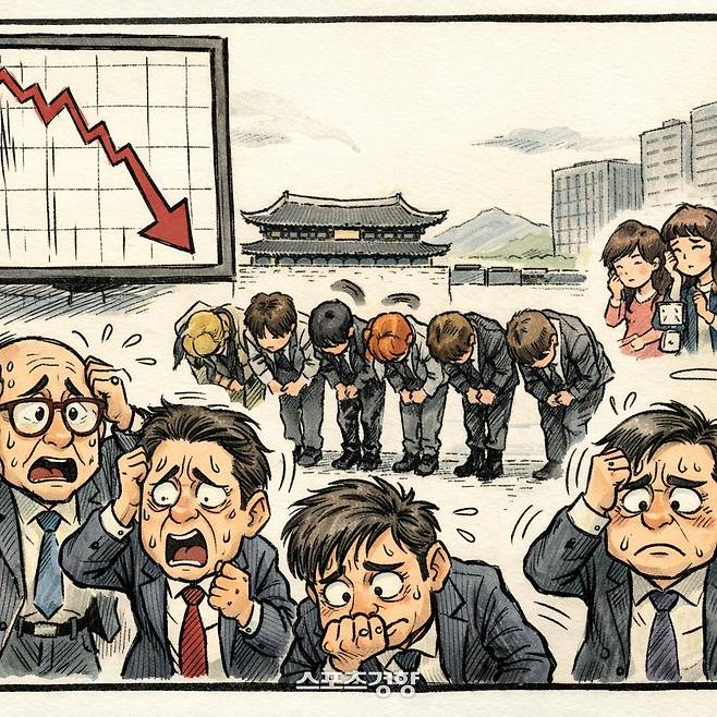 방탄소년단의 광화문 공연 여파로 인해 하이브의 주가가 폭락했다는 분석이 나오고 있다. 경향신문 AI이미지