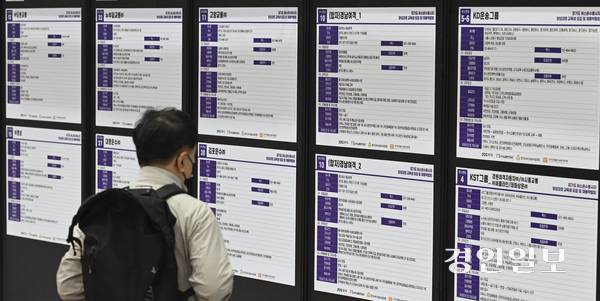 수원시 권선구 수원메쎄에서 열린 채용박람회에서 구직자들이 구직 활동을 하고 있다. 2025.3.26 /이지훈기자 jhlee@kyeongin.com