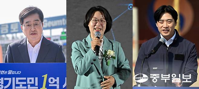 3파전 구도로 좁혀진 더불어민주당 경기도지사 본경선을 앞둔 24일 오전 (왼쪽부터 가나다순)김동연·추미애·한준호 경선 후보가 경기도 곳곳에서 공식적인 공약 발표와 행사 참여 등 각자의 행보를 이어가고 있다. 노민규기자·임채운기자·김경민기자