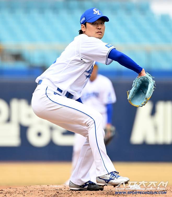 24일 대구삼성라이온즈파크에서 열린 KIA와 삼성의 시범경기. 5회초 삼성 백정현이 역투하고 있다. 대구=허상욱 기자wook@sportschosun.com/2026.03.24/