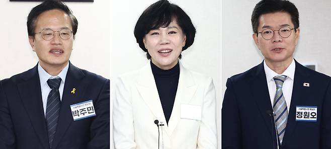 더불어민주당 서울시장 본경선에 오른 박주민, 전현희, 정원오 후보(왼쪽부터)./뉴스1