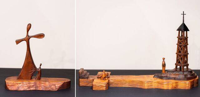 정 작가의 '혈루증 여인'과 '어머니의 기도'(사진 왼쪽부터). ㈜구즈·도서출판 더울림 제공