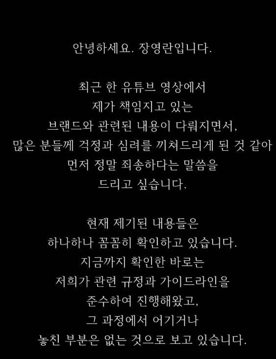 장영란 입장문 [장영란 SNS 캡처]