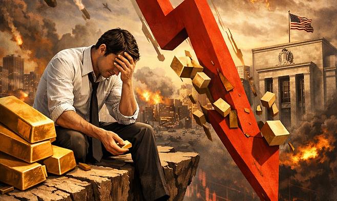 23일 한국거래소에 따르면, KRX금시장의 국내 금 시세(99.99_1kg)는 전 거래일보다 7.87% 내린 1g당 20만8530원에 거래를 마쳤다. 하루 만에 8% 가까이 급락한 셈이다. 이날 금값은 1g당 21만7130원으로 출발한 뒤 등락을 거듭하며 낙폭을 키웠고, 장중 한때 20만8210원까지 밀리기도 했다. ChatGPT 생성 이미지