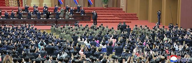 북한, 최고인민회의 제15기 1차 2일회의 진행 (평양 조선중앙통신=연합뉴스) 북한은 23일 평양의사당에서 최고인민회의 제15기 1차회의 2일회의를 개최했다고 조선중앙통신이 24일 보도했다. 2026.3.24 
    [국내에서만 사용가능. 재배포 금지. For Use Only in the Republic of Korea. No Redistribution] nkphoto@yna.co.kr