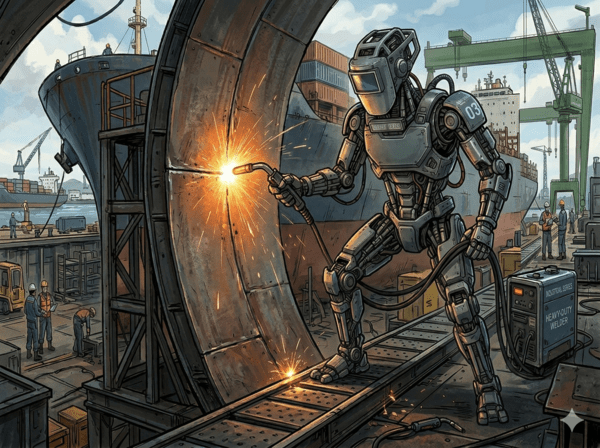 AI가 상상한 조선소 휴머노이드 용접로봇 모습. [출처=구글 ]