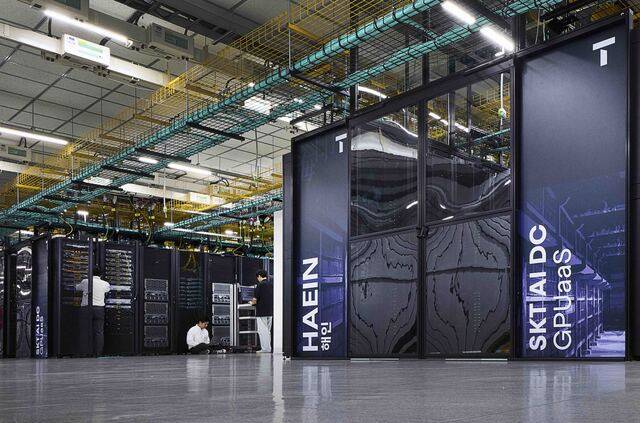 SK브로드밴드 가산 AI DC에 구축된 B200 클러스터 ‘해인’. SKT 제공.