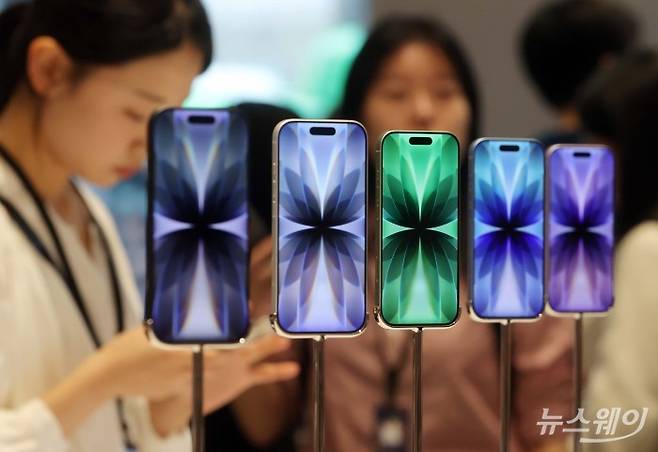애플(Apple)의 신제품 아이폰17 시리즈(iPhone 17 Pro·iPhone 17·iPhone Air)를 공식 출시한 19일 오전 서울 중구 Apple 명동점에서 소비자들이 신제품을 살펴보고 있다. 사진=애플코리아