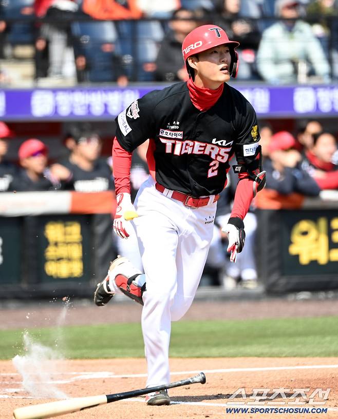 20일 대전한화생명볼파크에서 열린 KIA와 한화의 시범경기, 2회초 2사 2루 KIA 박민이 1타점 2루타를 치고 있다. 대전=허상욱 기자wook@sportschosun.com/2026.03.20/