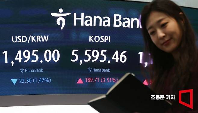 미국과 이란의 전쟁 협상 기대감에 뉴욕증시가 반등 마감한 가운데 국내 증시도 상승 출발한 24일 서울 하나은행 본점 딜링룸에서 직원들이 업무를 보고 있다. 이날 코스피 지수는 전 거래일 대비 232.45포인트(4.30%) 오른 5,638.20에, 코스닥은 37.27포인트(3.40%) 오른 1,134.16, 원·달러 환율은 26.4원 내린 1490.9원에 거래를 시작했다. 2026.3.24 조용준 기자