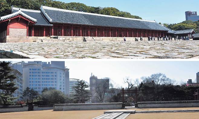 종묘(위 사진)와 사직단은 수직으로 솟은 건축물로 채워진 서울에서 수평의 엄숙함과 아름다움을 느낄 수 있는 곳이다. 수평으로 긴 정전과 월대, 그리고 두 제단을 통해 우리는 올곧이 내면 속으로 침잠해 들어갈 수 있다.