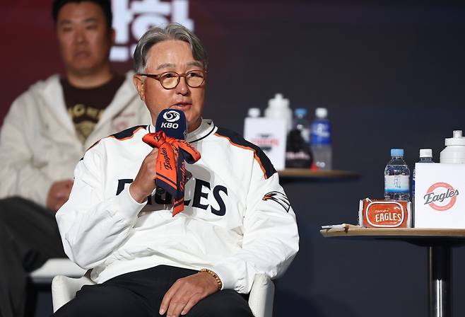 한화 김경문 감독이 26일 서울 롯데호텔 월드에서 열린 2026 신한 SOL KBO 리그 미디어데이에서 출사표를 밝히고 있다. 2026.3.26 사진=연합뉴스.