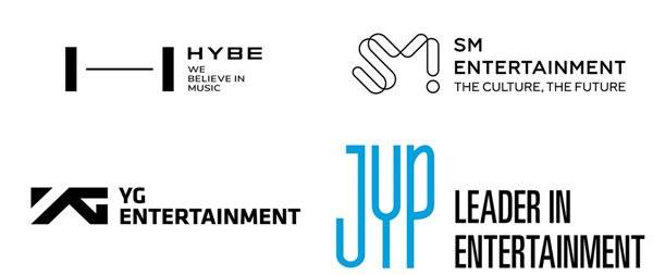 제공=하이브(왼쪽 위부터 시계방향), 에스엠, JYP Ent., 와이지엔터테인먼트