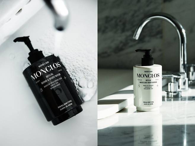 왼쪽부터 몽클로스 '리추얼 핸드&바디워시', '리추얼 모이스처 바디 로션' 제품./몽클로스