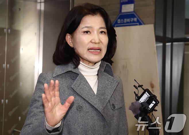 이진숙 전 방송통신위원장이 24일 서울 여의도 국민의힘 중앙당사에서 대구시장 컷오프 관련 입장을 밝히고 있다. 2026.3.24 ⓒ 뉴스1 김민지 기자