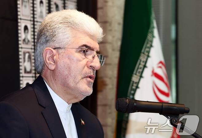 사이드 쿠제치 주한 이란 대사가 26일 오후 서울 용산구 주한 이란 대사관에서 열린 기자회견에서 취재진 질문에 답변하고 있다. 2026.3.26 ⓒ 뉴스1 최지환 기자