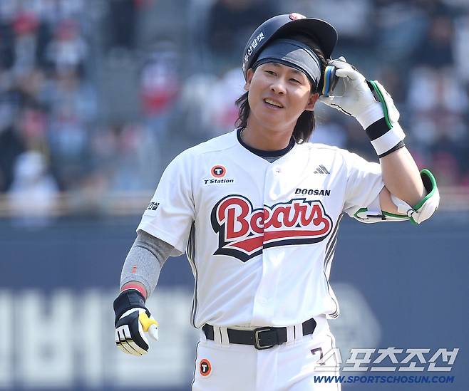 22일 잠실구장에서 열린 KBO리그 두산과 KIA의 시범 경기. 5회 중견수 플라이로 아웃 당한 두산 박찬호. 잠실=송정헌 기자songs@sportschosun.com/2026.03.22/