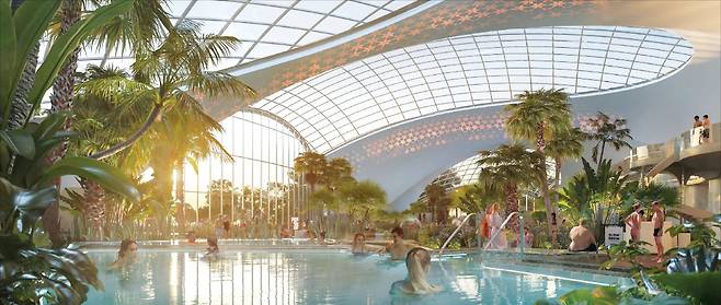 테르메인천은 자연 친화적인 열대 식물원 콘셉트와 웰니스 스파&사우나, 워터파크 등을 결합해 ‘글로벌 웰빙 오아시스’로 조성된다. /인천경제청 제공