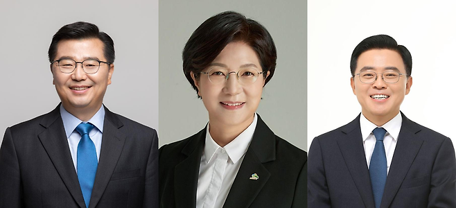 류경기 중랑구청장(왼쪽), 김미경 은평구청장(가운데), 진교훈 강서구청장