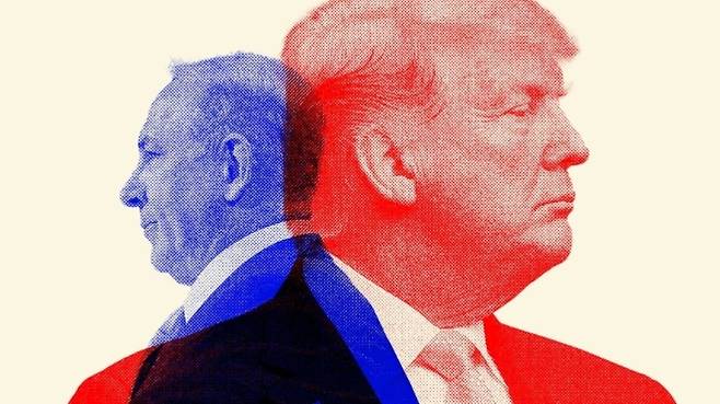 왼쪽부터 베냐민 네타냐후 이스라엘 총리, 도널드 트럼프 미국 대통령. 디애틀랜틱 제공