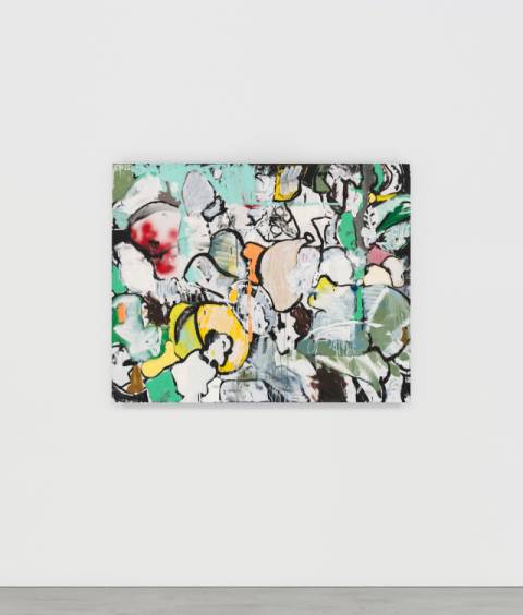 Eddie Martinez, Green Orbit, 2025, Acrylic, oil, and spray paint on linen, 121.9 x 152.4cm.