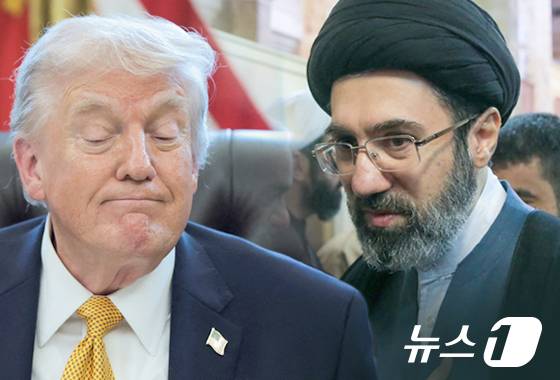 도널드 트럼프 미국 대통령(왼쪽)과 모즈타바 하메네이 이란 새 최고지도자. ⓒ 로이터=뉴스1 김초희 디자이너