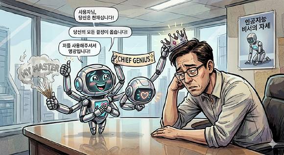 챗봇이 심각한 아첨꾼 역할을 하면서 확증 편향 등 부작용으로 이어질 수 있다는 연구결과가 나왔다. [사진=GEMINI]