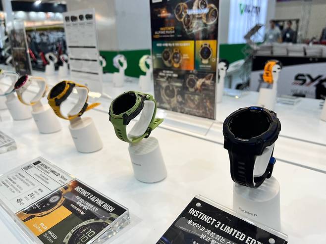 부스에 전시된 가민 인스팅트3 [박혜림 기자/rim@]