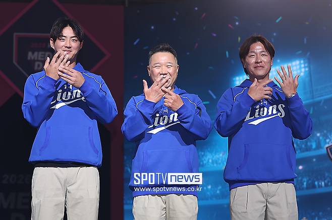 ▲ 왼쪽부터 구자욱, 박진만 감독, 강민호 ⓒ곽혜미 기자