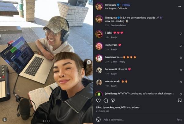 실제 삶에 등장하는 느낌의 릴 미퀼라 피드 [릴 미퀼라 SNS 캡처]