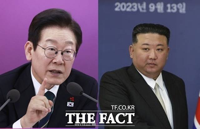 청와대는 지난 24일 "적대적 언사가 지속되는 것은 평화공존에 도움이 되지 않는다는 입장"이라며 "한반도에서 남북 모두의 안정과 번영을 담보할 수 있는 길은 적대와 대결이 아닌, 대화와 협력을 통한 평화공존"이라고 강조했다. 사진은 이재명 대통령과 김정은 북한 국무위원장. /뉴시스