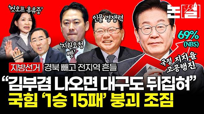 [논썰] 국힘 ‘지선 1승15패’ 전망 솔솔 왜? “대구도 김부겸 나오면 뒤집혀” 한겨레TV