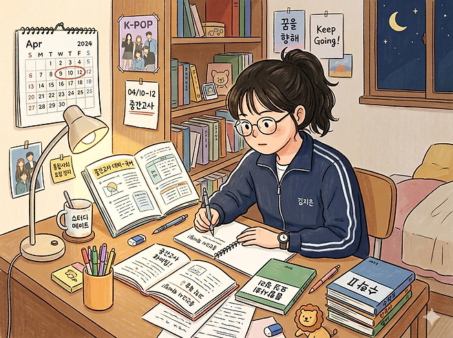 중간고사를 준비하는 학생의 모습. [제미나이 생성 이미지]