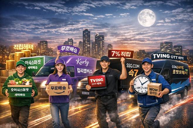 업체별 새벽배송 AI 이미지 (사진=ChatGPT 생성 이미지)