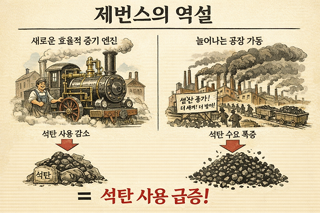 제번스의 역설을 챗GPT로 제작한 삽화 이미지.